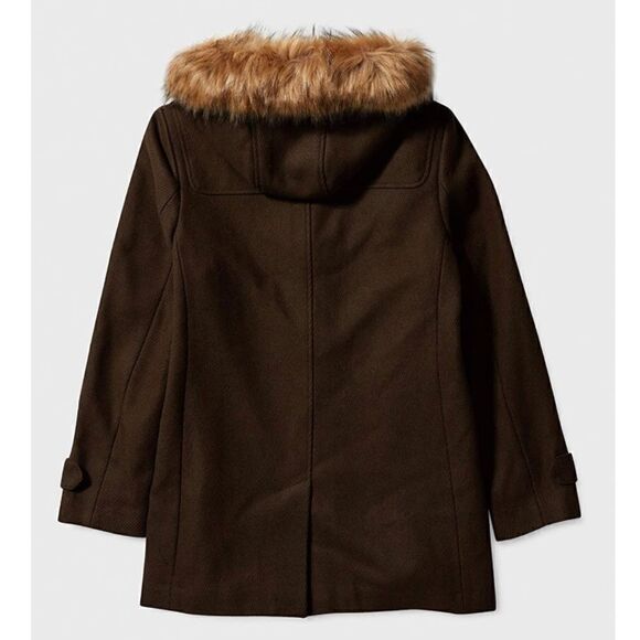 Cole Haan Women's Signature Hooded Wool Duffle Coat Brown/Loden Size 4 NWT - Picture 4 of 9